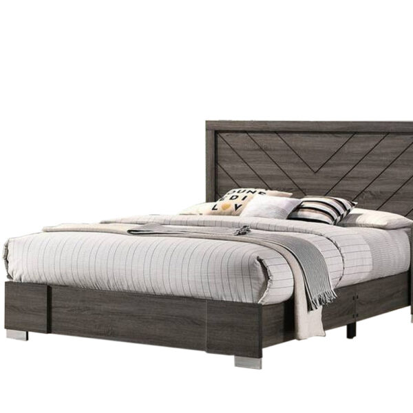 150220266991967c1fb70.jpeg Lola Classic King Size Bed, Wood Grain, Strong Block Legs, Taupe Brown
