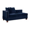 Mina 58 Inch One Arm Reversible Chaise, 2 Pillows, Nailhead Trim, Indigo