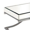 Gavin 48 Inch Coffee Table, Mirrored Panels, Curved Crossed Frame, Chrome