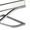 Gavin 48 Inch Coffee Table, Mirrored Panels, Curved Crossed Frame, Chrome