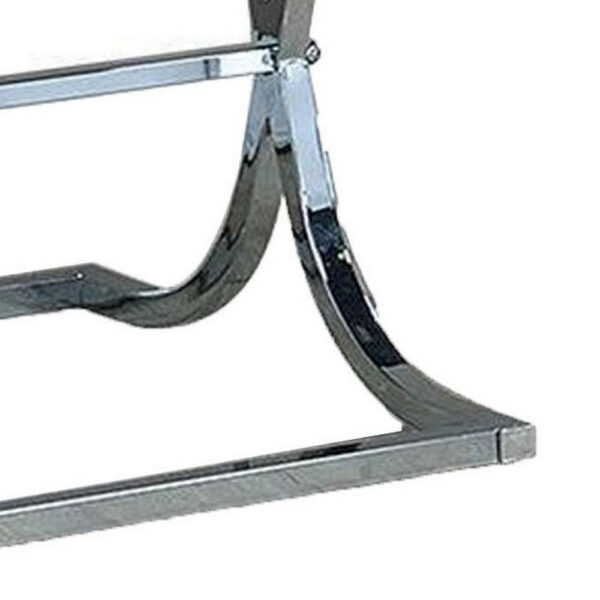 Gavin 24 Inch Side End Table, Mirrored Panels, Curved Crossed Base, Chrome