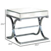 Gavin 24 Inch Side End Table, Mirrored Panels, Curved Crossed Base, Chrome