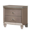 Jisoo 24 Inch Nightstand, 2 Drawers, Textured Drawer Panels, Gold Finish