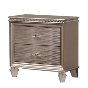 15022026699196f16f848.jpeg Jisoo 24 Inch Nightstand, 2 Drawers, Textured Drawer Panels, Gold Finish
