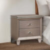 Jisoo 24 Inch Nightstand, 2 Drawers, Textured Drawer Panels, Gold Finish