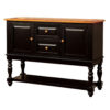 Fritz 52 Inch Server, 2 Cabinets, 2 Drawers, Black, Oak Brown, Turned Legs