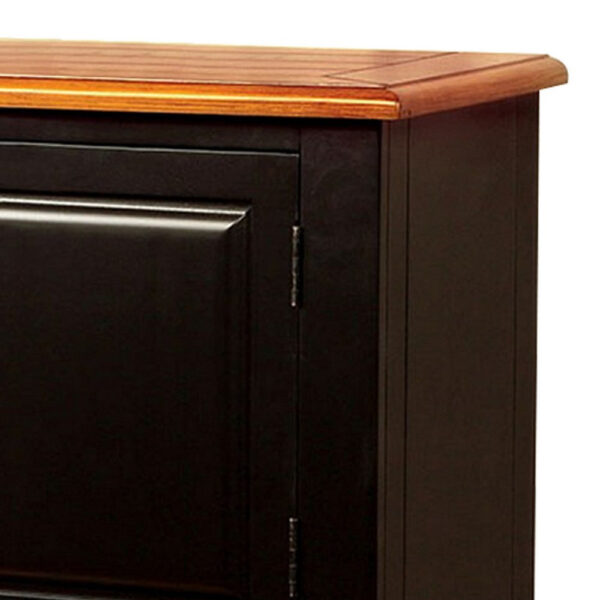 Fritz 52 Inch Server, 2 Cabinets, 2 Drawers, Black, Oak Brown, Turned Legs