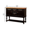 Fritz 52 Inch Server, 2 Cabinets, 2 Drawers, Black, Oak Brown, Turned Legs