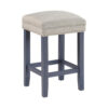 Eala 3 Piece Counter Height Table and Stool Set, Blue Wood, Gray Fabric