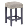 Eala 4 Piece Counter Height Table and Stool Set, Blue Wood, Gray Fabric