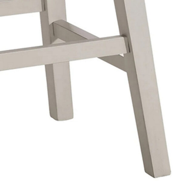 Rune 25 Inch Counter Height Wood Stool, Set of 2, Off White, Gray Seating