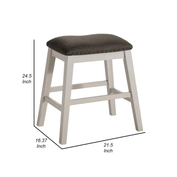 Rune 25 Inch Counter Height Wood Stool, Set of 2, Off White, Gray Seating