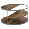 15022026699197631df72.jpeg Lenn 35 Inch 3 Tier Round Brown Coffee Table, Half Shelf Design, Gray Frame