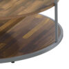150220266991976765d8a.jpeg Lenn 35 Inch 3 Tier Round Brown Coffee Table, Half Shelf Design, Gray Frame