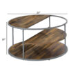1502202669919768db57b.jpeg Lenn 35 Inch 3 Tier Round Brown Coffee Table, Half Shelf Design, Gray Frame