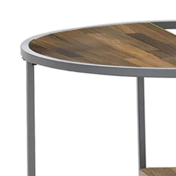 150220266991977087885.jpeg Lenn 24 Inch 3 Tier Round Brown Side End Table, Half Shelf, Gray Frame