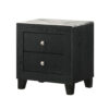 Yoh 23 Inch 2 Drawer Nightstand, White Marble Top, Metal Knobs, Black