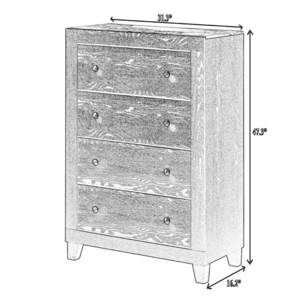 15022026699197a0afb01.jpeg Yoh 47 Inch Tall 4 Drawer Dresser Chest with Marble Top, Metal Knobs, Black