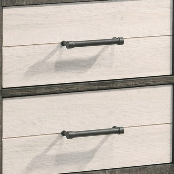 15022026699197b597150.jpeg Yaz 25 Inch Modern 2 Drawer Nightstand, Bar Metal Handles, White and Gray