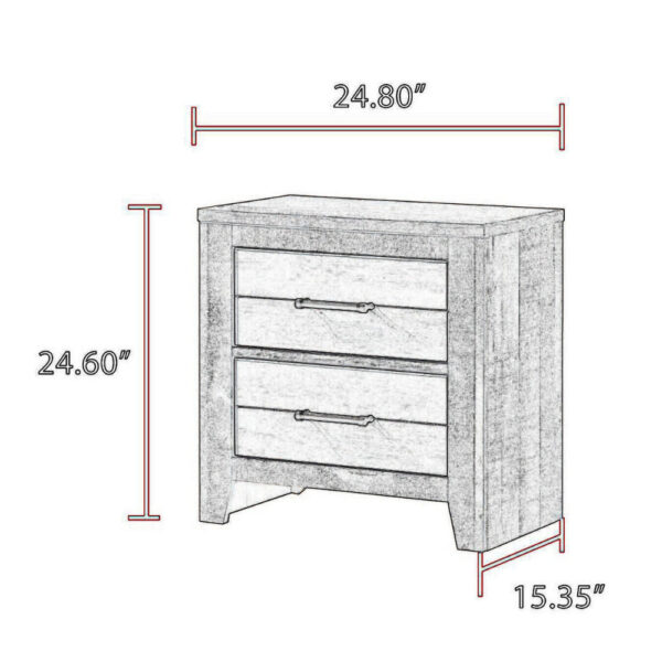 15022026699197b72620c.jpeg Yaz 25 Inch Modern 2 Drawer Nightstand, Bar Metal Handles, White and Gray