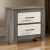 15022026699197b89d354.jpeg Yaz 25 Inch Modern 2 Drawer Nightstand, Bar Metal Handles, White and Gray