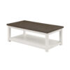 15022026699197ee750dc.jpeg Mon 48 Inch Rectangular Coffee Table, Bottom Shelf, Brown Top, White Frame