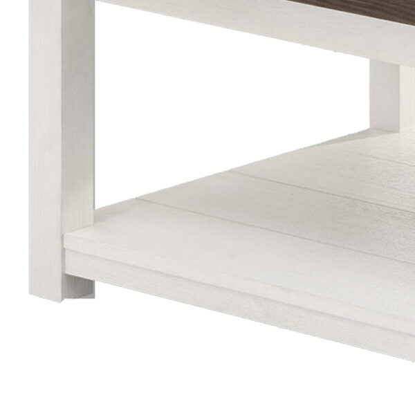 15022026699197f0e05e9.jpeg Mon 48 Inch Rectangular Coffee Table, Bottom Shelf, Brown Top, White Frame