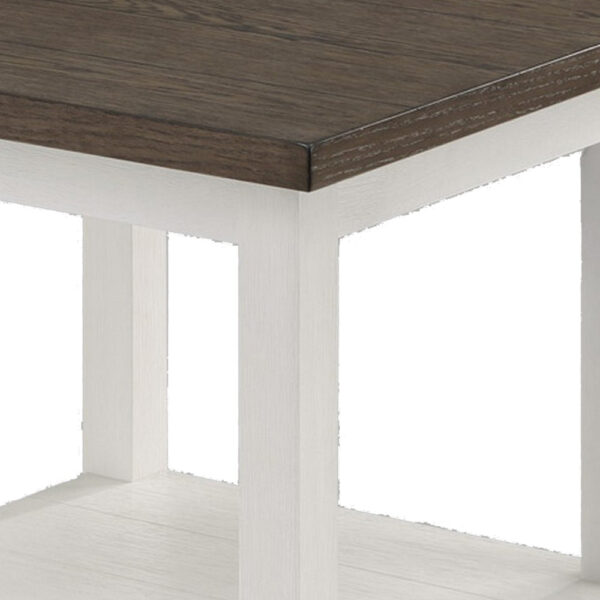 15022026699197f7b2e33.jpeg Mon 24 Inch Square End Table, Open Bottom Shelf, Brown Top, White Frame