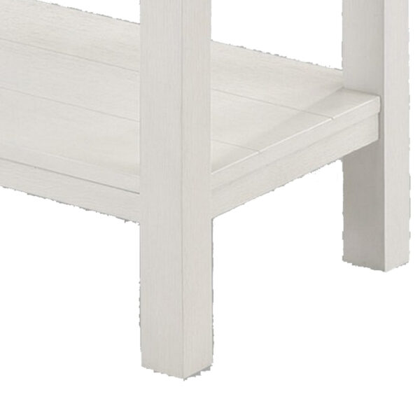 Mon 48 Inch Sofa Console Table, Open Shelf, Brown Surface, White Frame