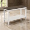 Mon 48 Inch Sofa Console Table, Open Shelf, Brown Surface, White Frame