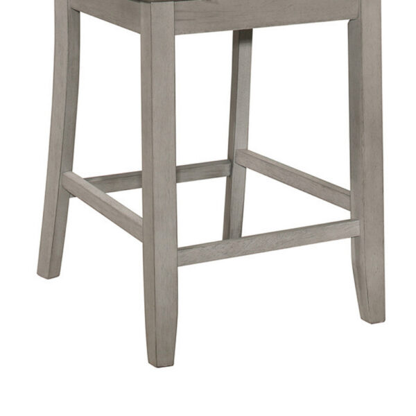 Brian 23 Inch Counter Chair, Crossbuck Backrest, Rustic Gray Wood, Brown
