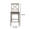 Brian 23 Inch Counter Chair, Crossbuck Backrest, Rustic Gray Wood, Brown