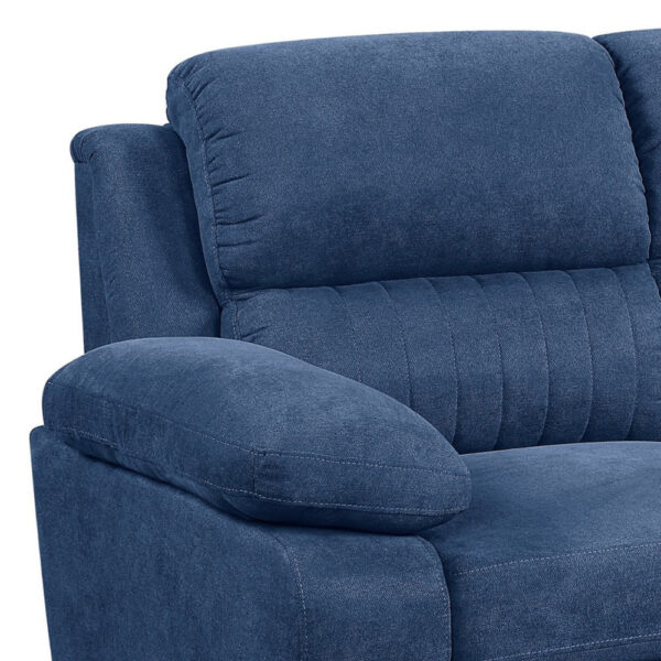 Hugh 58 Inch Loveseat, Blue Fabric, Pillow Armrests, Channel Tufted Back