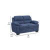 Hugh 58 Inch Loveseat, Blue Fabric, Pillow Armrests, Channel Tufted Back