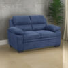 Hugh 58 Inch Loveseat, Blue Fabric, Pillow Armrests, Channel Tufted Back