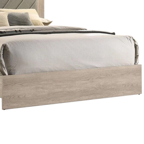 Cato Upholstered California King Bed, Tufted Gray Headboard, Cream White
