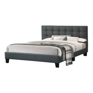 Dex Modern Platform California King Bed, Tufted Upholstery, Charcoal Gray