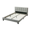 Dex Modern Platform King Size Bed, Plush Tufted Upholstery, Light Gray
