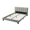 Dex Modern Platform Queen Size Bed, Square Tufted Upholstery, Light Gray