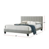 Dex Modern Platform Queen Size Bed, Square Tufted Upholstery, Light Gray