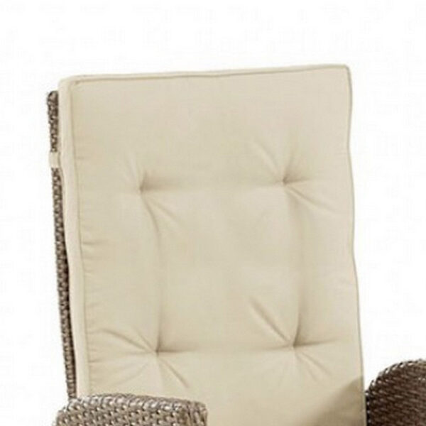 Ankia 25 Inch Outdoor Manual Reclining Chair, Set of 2, Brown Wicker, Beige