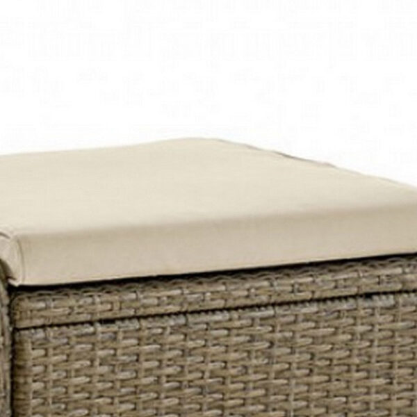 15022026699198f2b9dcf.jpeg Ankia 21 Inch Outdoor Square Ottoman, Set of 2, Beige Fabric, Faux Wicker