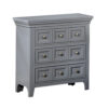 15022026699198fe68655.jpeg Cile 26 Inch Nightstand, 3 Panel Drawers, Gray Wood, Round Nickel Handles