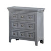 15022026699198fff2d90.jpeg Cile 26 Inch Nightstand, 3 Panel Drawers, Gray Wood, Round Nickel Handles