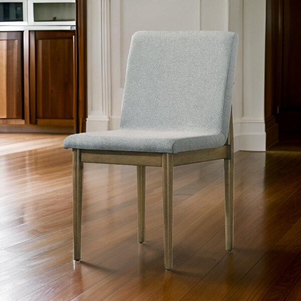 150220266991991c4faa6.jpeg 19 Inch Dining Chair, Set of 2, Gray Fabric, Parson Style, Cushioned Seat