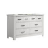 Jermy 51 Inch Wide Dresser, 6 Drawers, Black Handles, Crisp White Finish