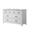 Jermy 51 Inch Wide Dresser, 6 Drawers, Black Handles, Crisp White Finish