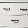 Jermy 47 Inch Tall Dresser, 5 Drawers, Black Handles, Crisp White Finish