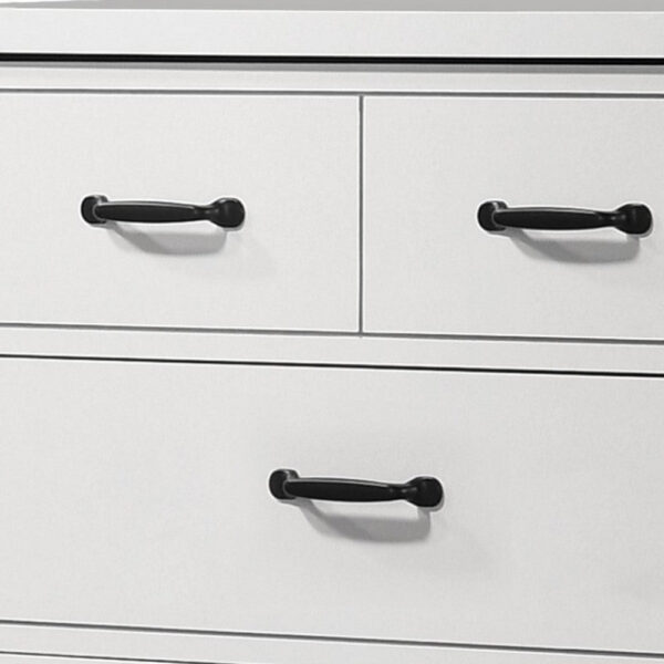 Jermy 47 Inch Tall Dresser, 5 Drawers, Black Handles, Crisp White Finish