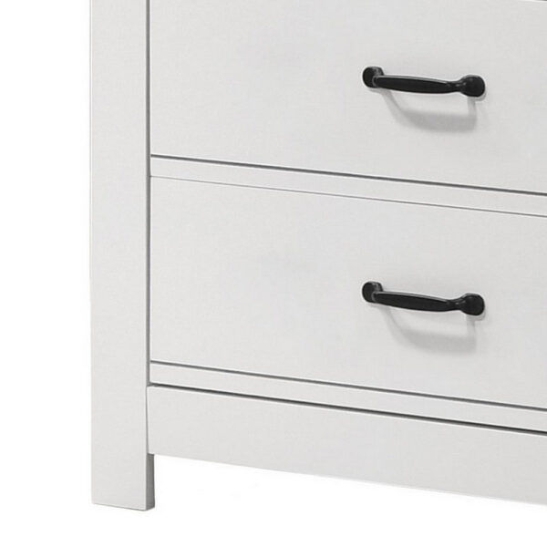 Jermy 47 Inch Tall Dresser, 5 Drawers, Black Handles, Crisp White Finish